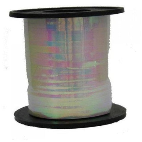 Ribbon Curling Holographic Iridescent White 225 metres long x 5mm wide #205250 - Each