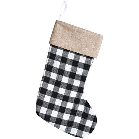 White & Black Plaid STOCKING #20831