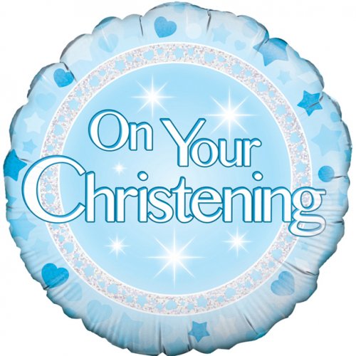 45cm Round Foil On Your Christening Blue #228229 - Each (Pkgd.)