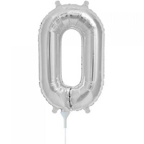 41cm Number 0 Silver - Air Fill - Northstar Foil Balloon #3000432 - Each (Pkgd.)