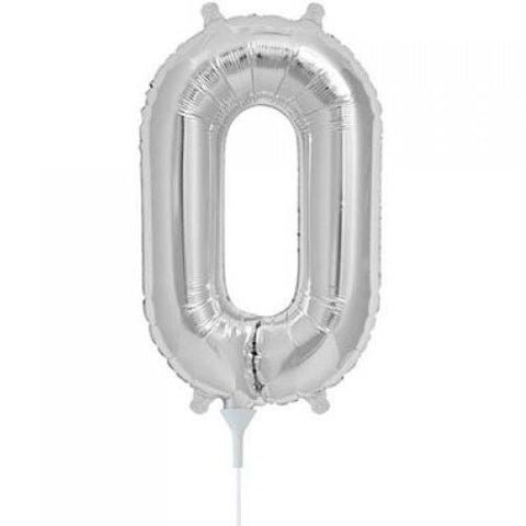 41cm Number 0 Silver - Air Fill - Northstar Foil Balloon #3000432 - Each (Pkgd.)
