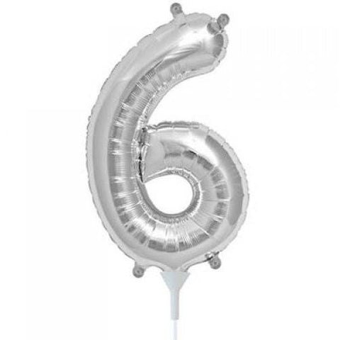 41cm Number 6 Silver - Air Fill - Northstar Foil Balloon #3000438 - Each (Pkgd.)