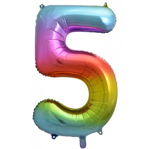 86cm Number Foil Number Five Rainbow Splash #AP213775 - Each (Pkgd.)