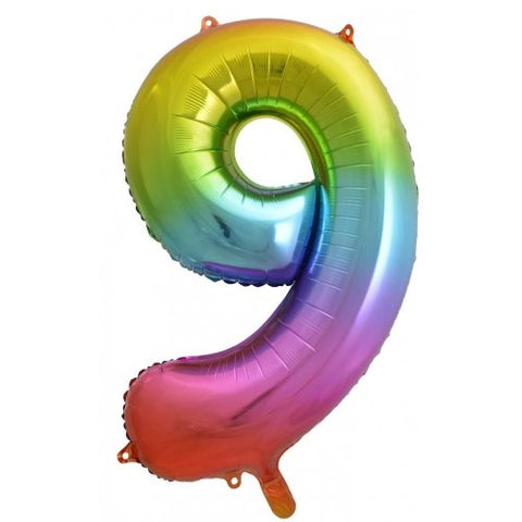 86cm Number Foil Number Nine Rainbow Splash #AP213779 - Each (Pkgd.)