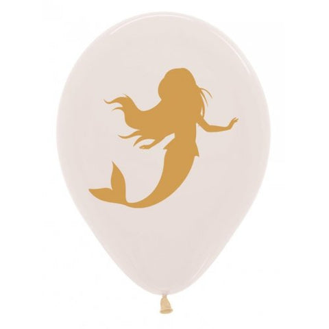 30cm Round Crystal Clear Gold Print 2 sides Mermaids #222215 - Pack of 50
