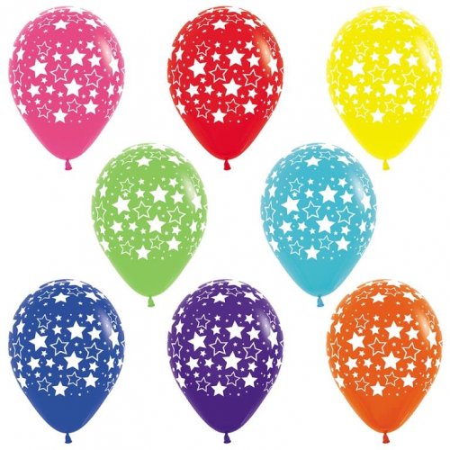 30cm Latex Round Bold Stars Fashion Assorted #222384 - Pack of 50