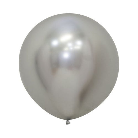 60cm Latex Round Plain Reflex Silver Sempertex #222802 - Pack of 3