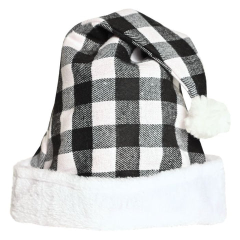 White & Black Plaid SANTA HAT #22735