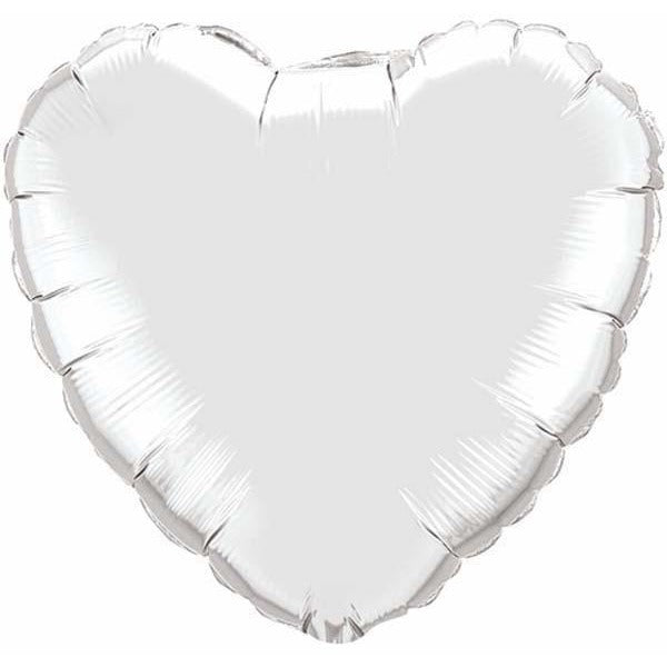 45cm Heart Foil Silver Plain #23138 - Each (Unpkgd.)