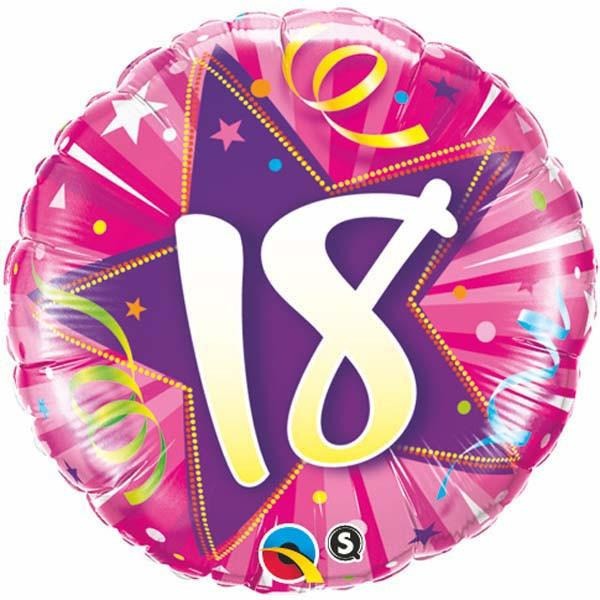 45cm Round Foil 18 Shining Star Hot Pink #24002 - Each (Pkgd.)