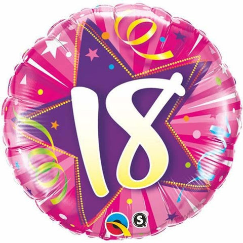 45cm Round Foil 18 Shining Star Hot Pink #24002 - Each (Pkgd.)