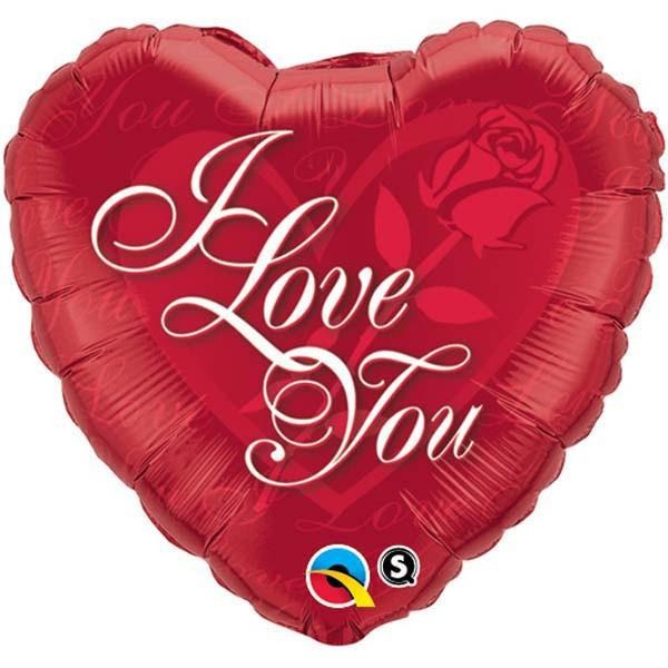 45cm Heart Foil I Love You Red Rose #24489 - Each (Pkgd.)