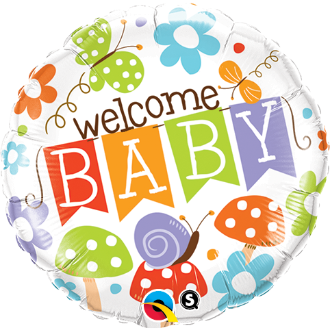 45cm Round Foil Welcome Baby Banner Garden #25210 - Each (Pkgd.) SPECIAL ORDER ITEM