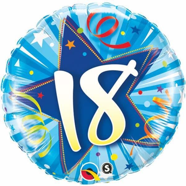 45cm Round Foil 18 Shining Star Bright Blue #25242 - Each (Pkgd.)