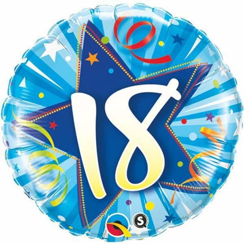 45cm Round Foil 18 Shining Star Bright Blue #25242 - Each (Pkgd.)
