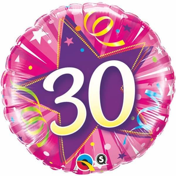 45cm Round Foil 30 Shining Star Hot Pink #25251 - Each (Pkgd.)