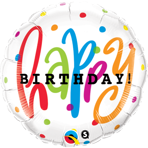 45cm Round Foil Happy Birthday Dots #25283 - Each (Pkgd.)