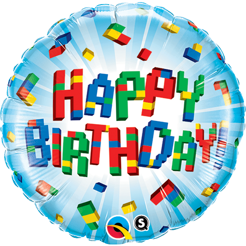 45cm Round Foil Birthday Exploding Blocks #25541 - Each (Pkgd.)