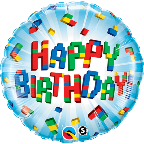 45cm Round Foil Birthday Exploding Blocks #25541 - Each (Pkgd.)