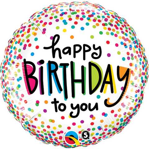 45cm Round Foil Birthday Sprinkled Dots #28126 - Each (Pkgd.)