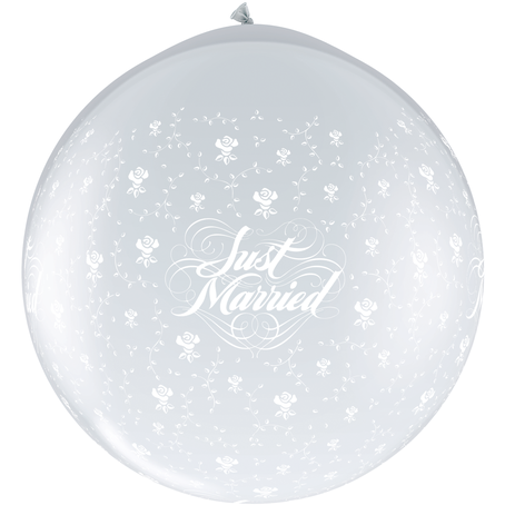 90cm Round Diamond Clear Just Married Flowers-A-Round #29207 - Pack of 2 SPECIAL ORDER ITEM