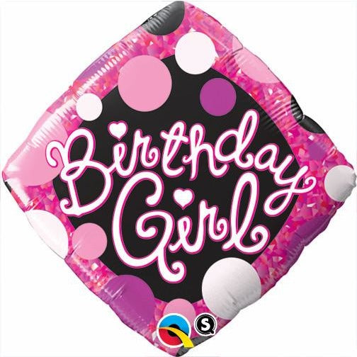 45cm Diamond Foil Birthday Girl Pink & Black #29592 - Each (Pkgd.) SPECIAL ORDER ITEM