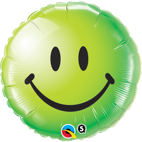 45cm Round Foil Smiley Face Green #29628 - Each (Pkgd.)