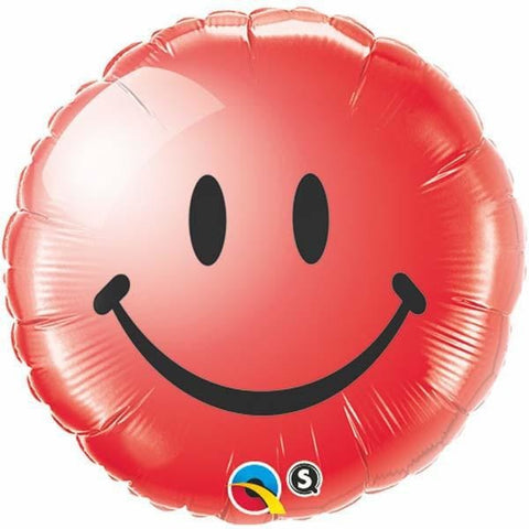 45cm Round Foil Smiley Face Red #29636 - Each (Pkgd.)