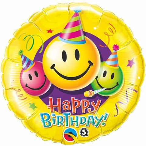 45cm Round Foil Birthday Smiley Faces #29644 - Each (Pkgd.)