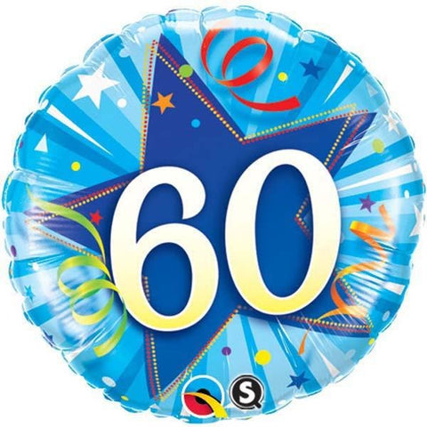 45cm Round Foil 60 Shining Star Bright Blue #30276 - Each (Pkgd.)