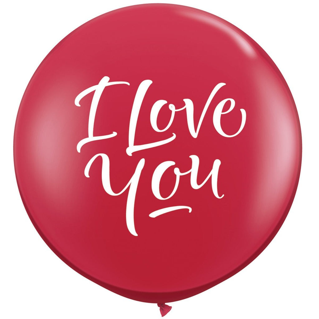 90cm Round Ruby Red I Love You Script Modern #31303 - Pack of 2 SPECIAL ORDER ITEM