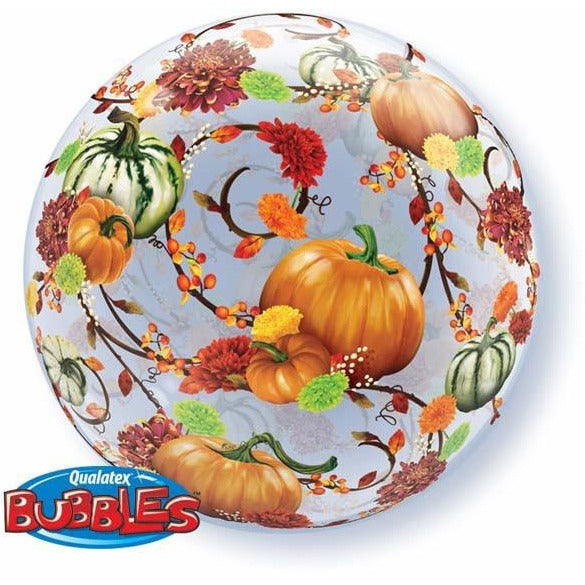 56cm Single Bubble Autumn Floral & Pumpkins #31397 - Each SPECIAL ORDER ITEM
