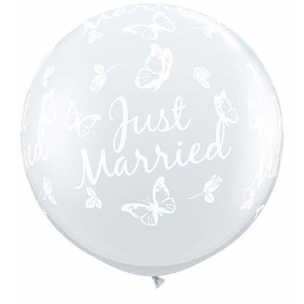 90cm Round Diamond Clear Just Married Butterflies-A-Round #31563 - Pack of 2 SPECIAL ORDER ITEM