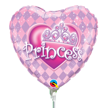 22cm Heart Princess Tiara #32943 - Each (Inflated, supplied air-filled on stick)