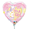 22cm Heart It's A Girl Soft Pony #32945 - Each (Inflated, supplied air-filled on stick)