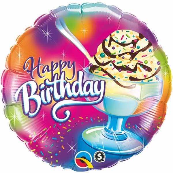 45cm Round Foil Birthday Ice Cream Sundae #33326 - Each (Pkgd.) SPECIAL ORDER ITEM