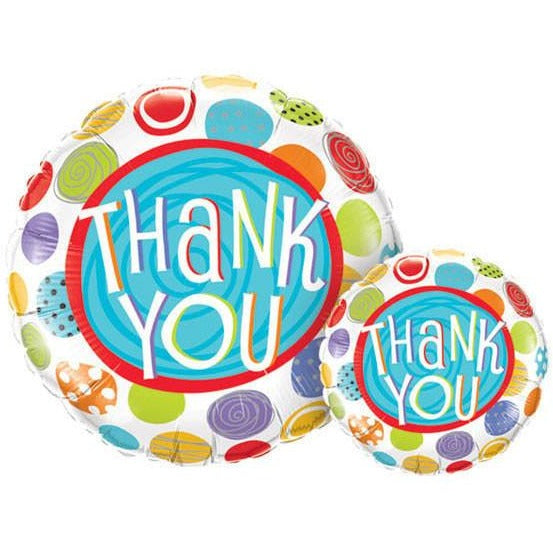 45cm Round Foil Thank You Patterned Dots #33354 - Each (Pkgd.)