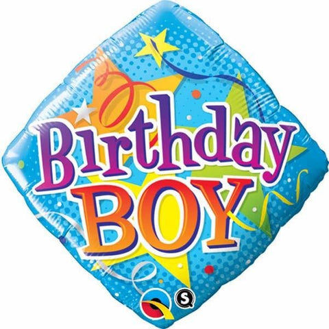 45cm Diamond Foil Birthday Boy Stars #34434 - Each (Pkgd.)