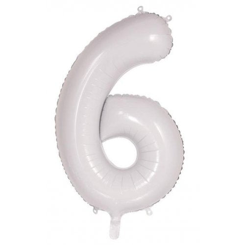 86cm Foil Number Six White #AP213806 - Each (Pkgd.)