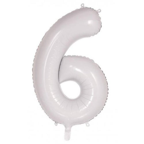 86cm Foil Number Six White #AP213806 - Each (Pkgd.)