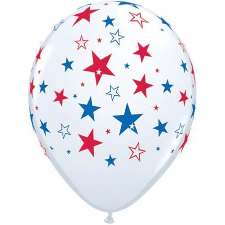 28cm Round White Red & Blue Stars #35498 - Pack of 50 SPECIAL ORDER ITEM