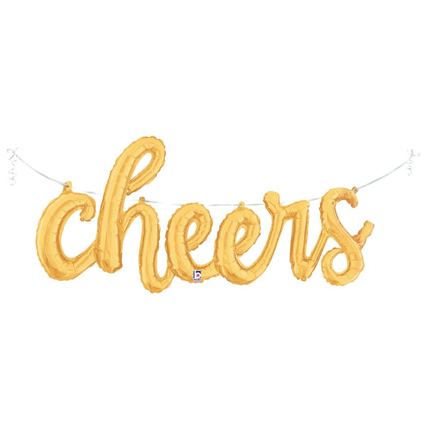 Shape Cheers Script Gold 117cm - Air Fill - Foil Balloon #2535740 - Each (Pkgd.)