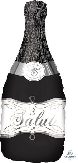 #36046 91cm/36in Foil Shape BUBBLY Wine Bottle Black