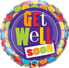 22cm Round Get Well Dot Patterns #36483 - Each (Inflated, supplied air-filled on stick)