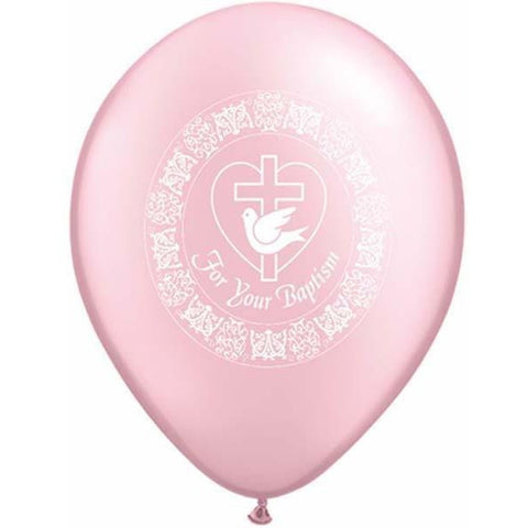 28cm Round Pearl Pink For Your Baptism Dove #37143 - Pack of 50