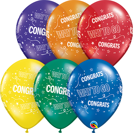 28cm Round Special Assorted Way To Go Congrats #37151 - Pack of 50
