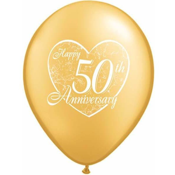 28cm Round Gold Happy 50th Anniversary Heart #37185 - Pack of 50