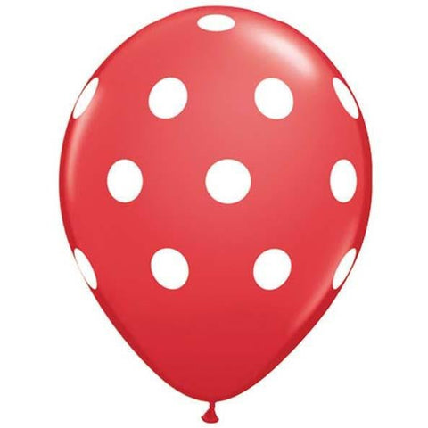 28cm Round Red Big Polka Dots (White) #37208 - Pack of 50