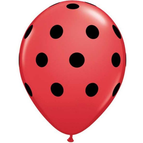 28cm Round Red Big Polka Dots (Black) #37221 - Pack of 50