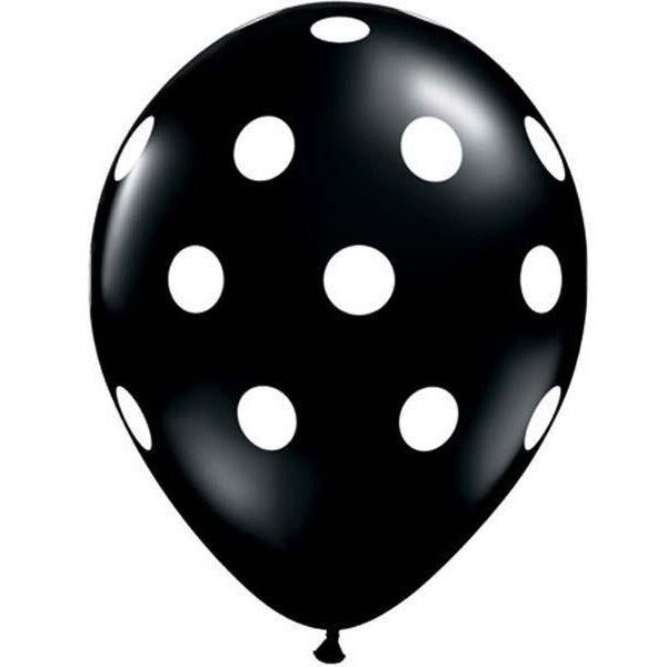 28cm Round Onyx Black Big Polka Dots #37226 - Pack of 50